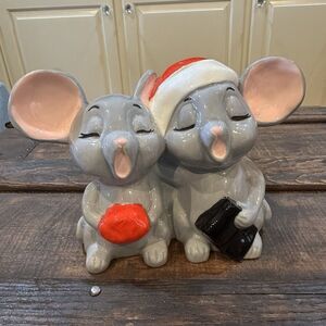 Vintage Christmas Carolers Mice Mouse Ceramic Figurine Decor Folkart 1980